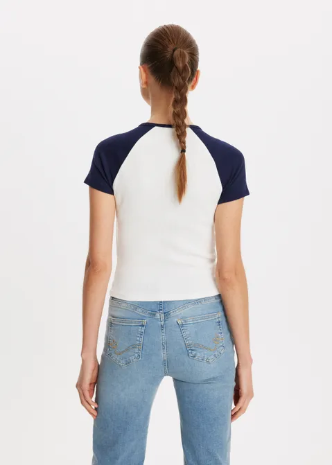 T-shirt met colorblock blauw (BLW.D)