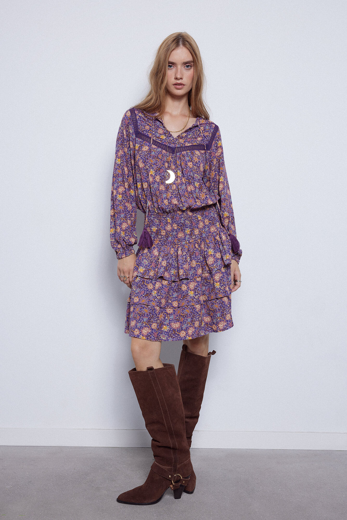 vestido curto estampado
