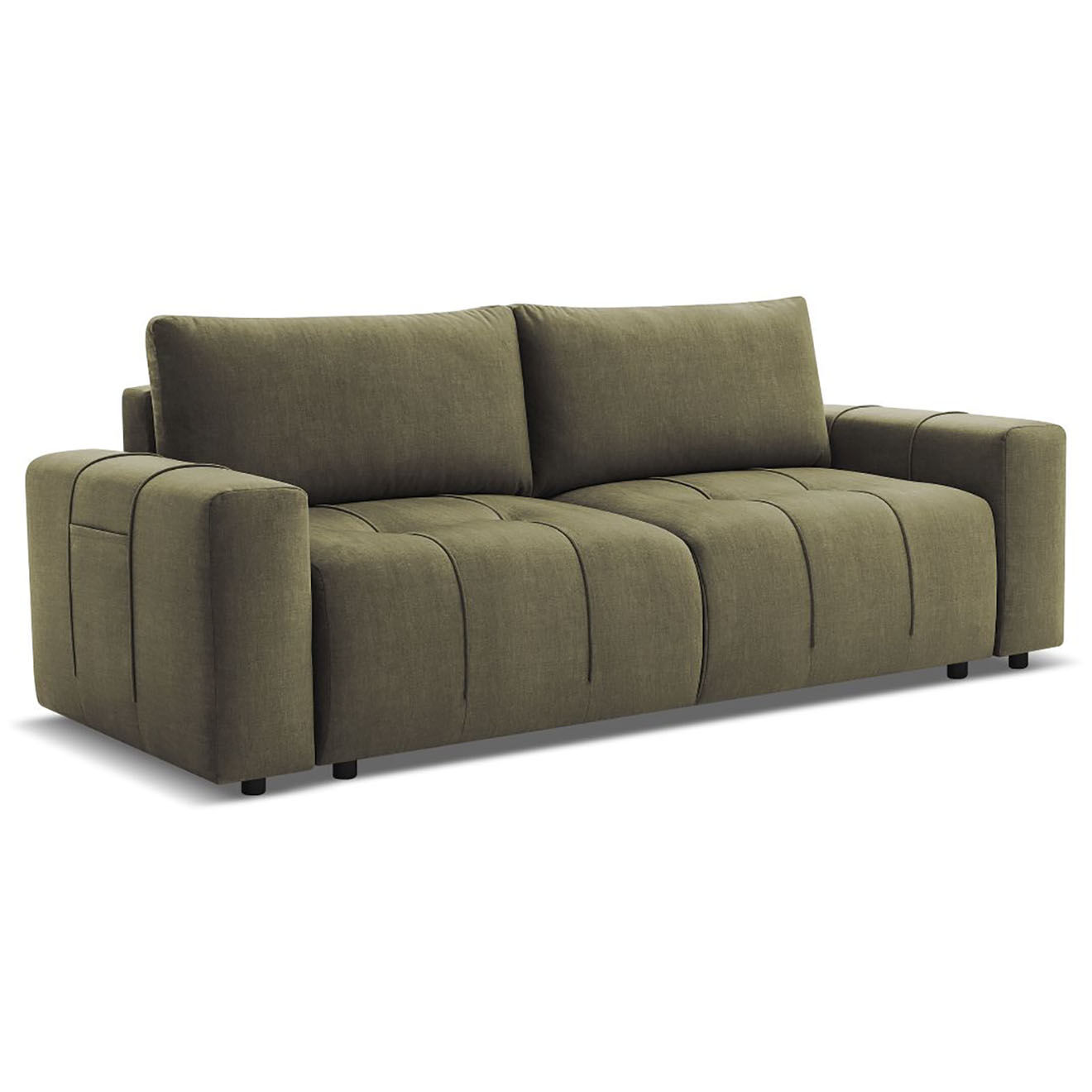 Bobochic Canapé droit convertible en Velours 3 places Arsène avec coffre vert - 248x105x90 cm