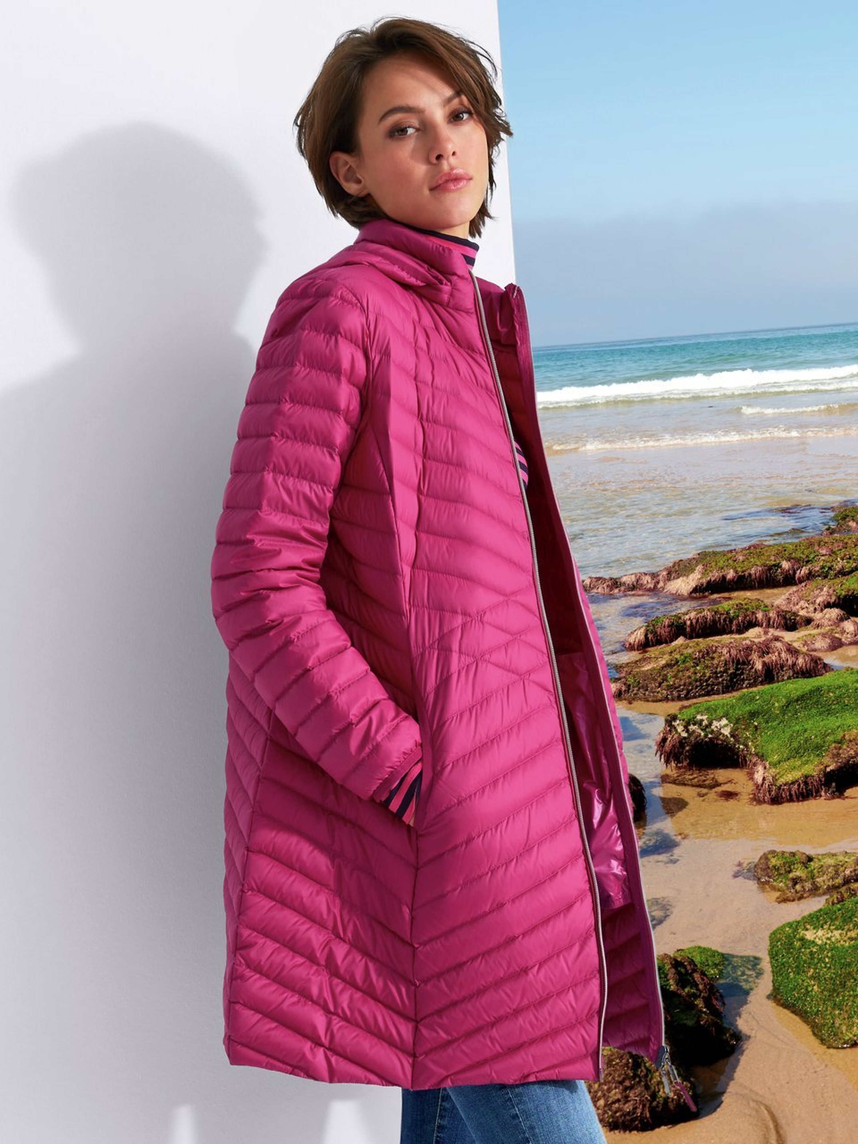 Daunen-Long-Steppjacke