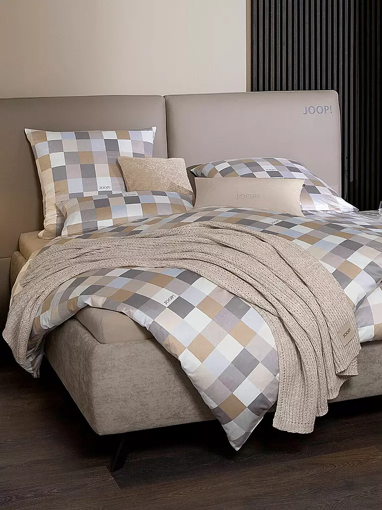 JOOP Satin Bettwäsche Mosaic 70x90cm / 140x220cm beige