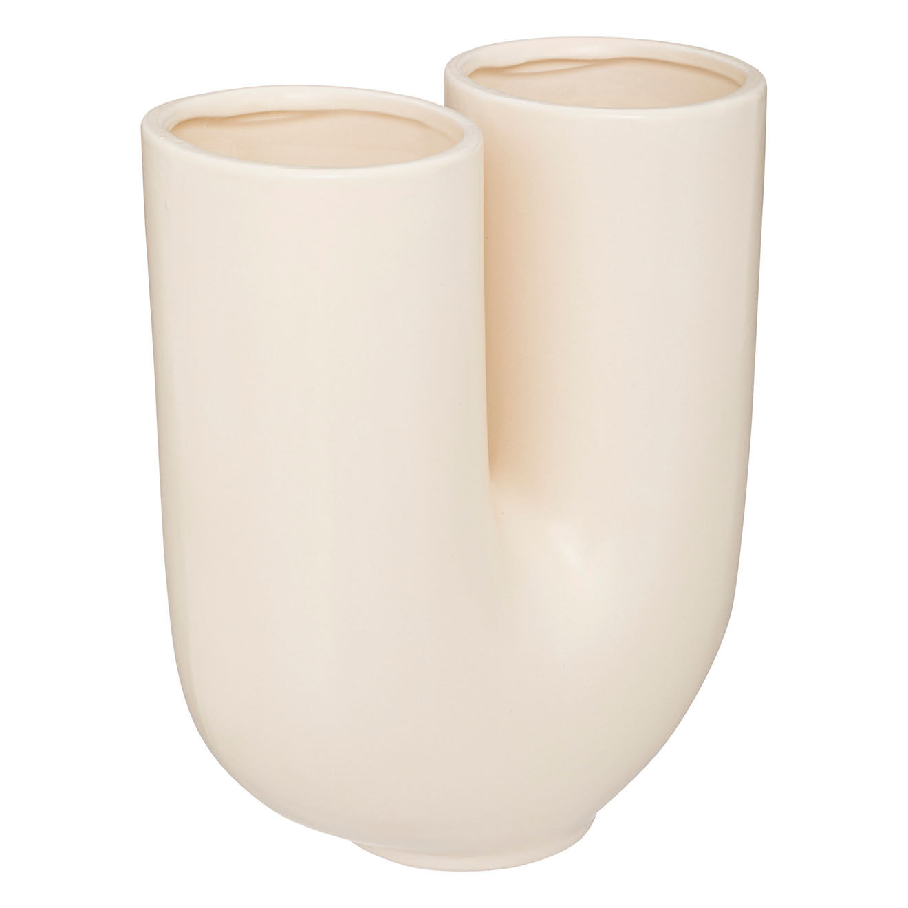 Atmosphera Vase Rivi blanc chaud - 21x11.4x25 cm