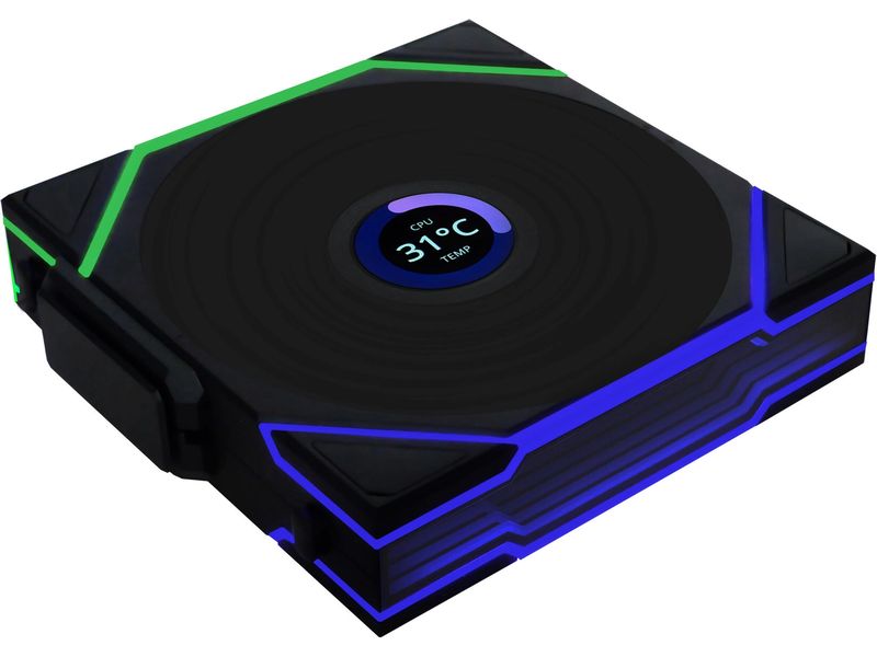 Lian Li PC-Lüfter Uni Fan TL LCD Reverse Blade Schwarz 120 mm RGB LCD Lüfter