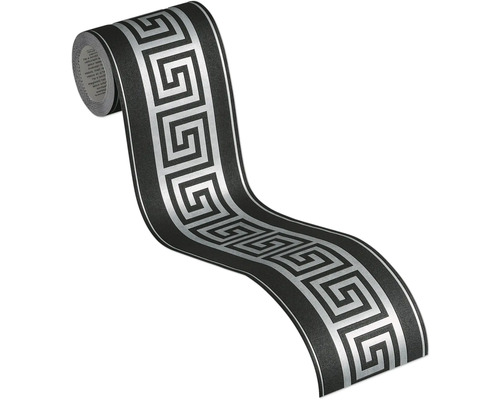 Zelfklevende rand 3839-21 Alleen Rand Geometrisch zwart zilver 5 m x 10 cm