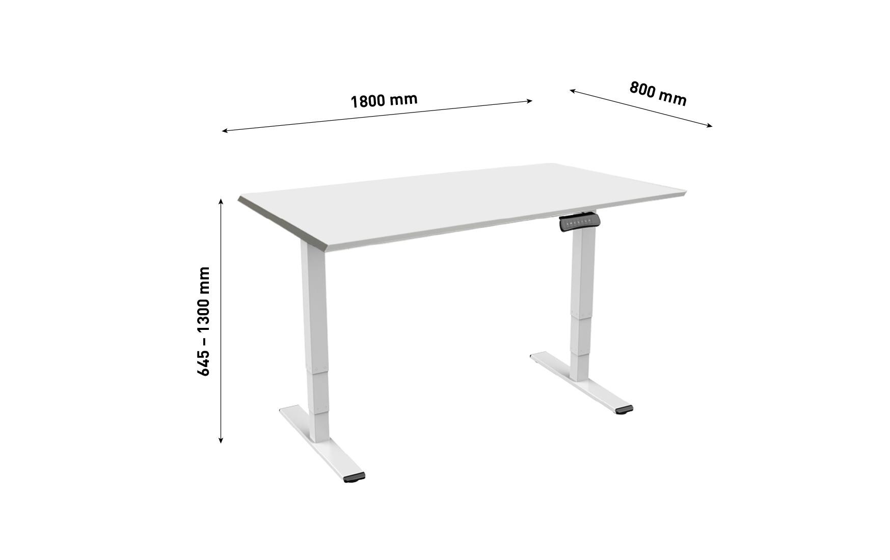 RAL 9016 1.8 x 0.8 m Weiss mit Grauer Tischplatte<br>Abwechslungsreiches Arbeiten im Stehen und Sitzen