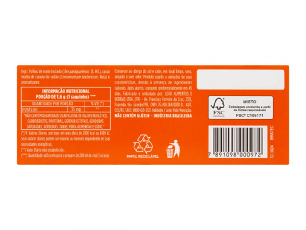 CHÁ MATTE LEÃO SAQUETAS 40G