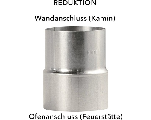 Bertrams kachelpijpverloopstuk Ø 120-100 mm, vuurgealuminiseerd zilver