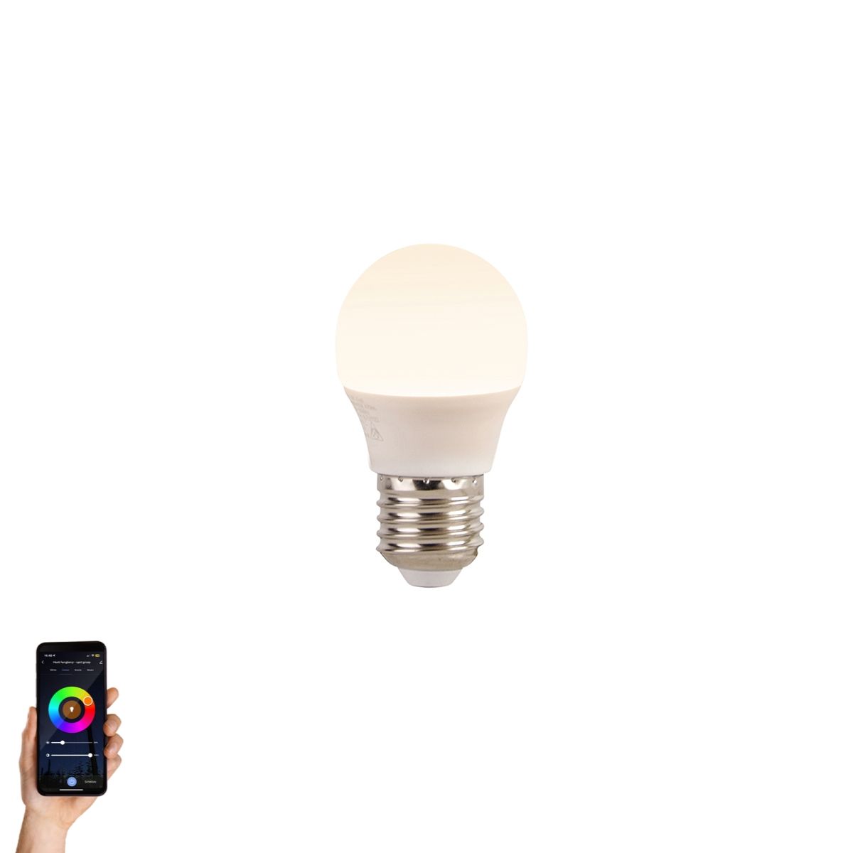 Smart E27 LED lamp P45 opaal glas 4,9W 470 lm 2200-4000K