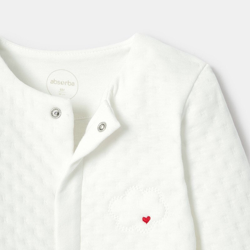 Pyjama pieds et mains amovibles en molleton reliefé 2 en 1 blanc naissance Absorba Blanc