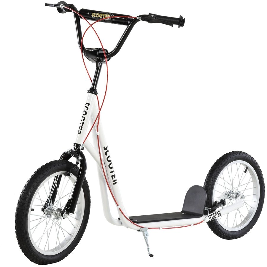 HOMCOM Kinderscooter mit Handbremse weiß