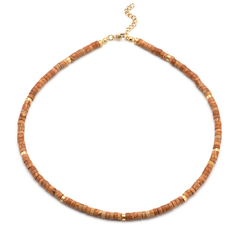 Collier Perles Heishi Pierres Naturelles Serpeggiante-38 cm