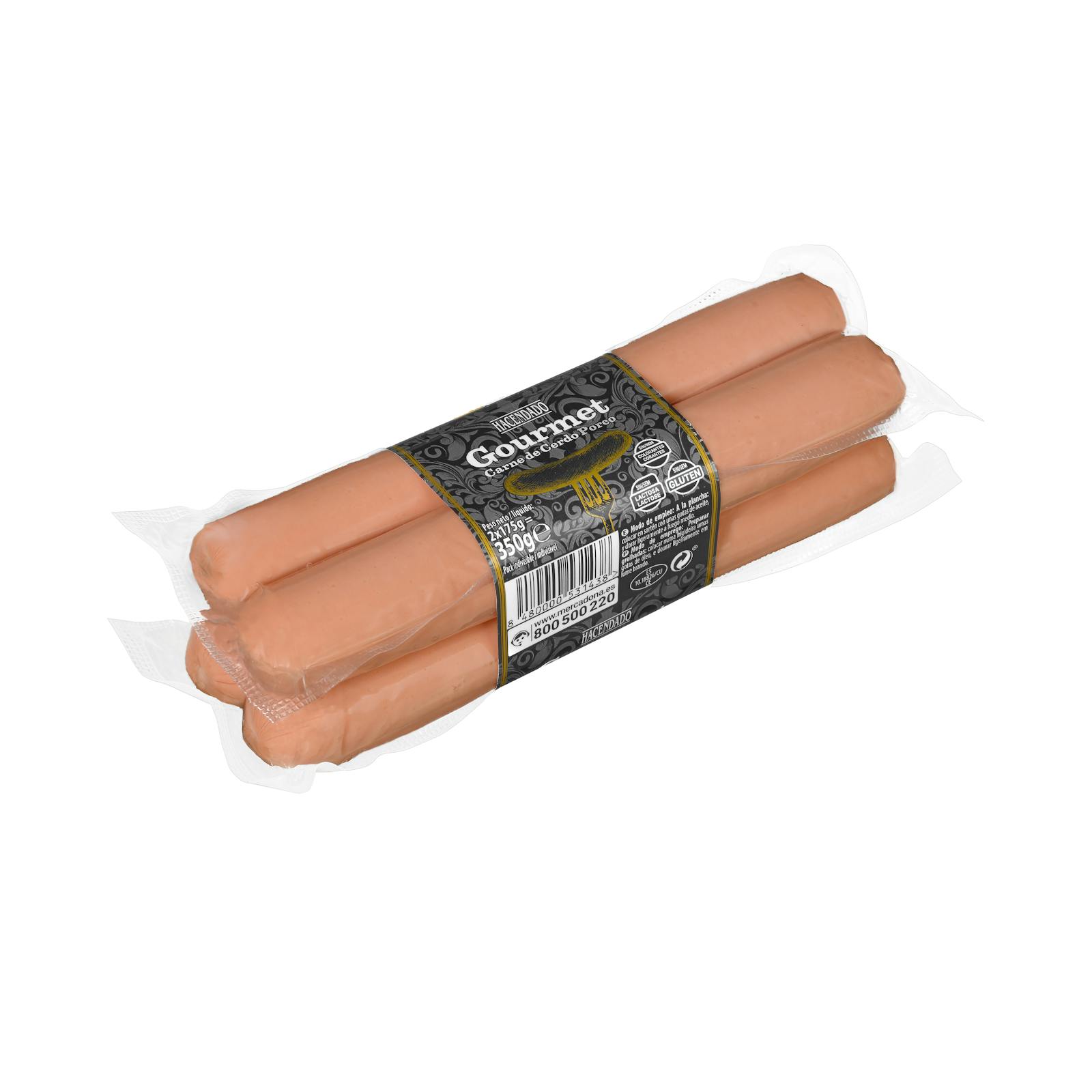 Sandwich gourmet aux saucisses cuites Porc fumé Hacendado