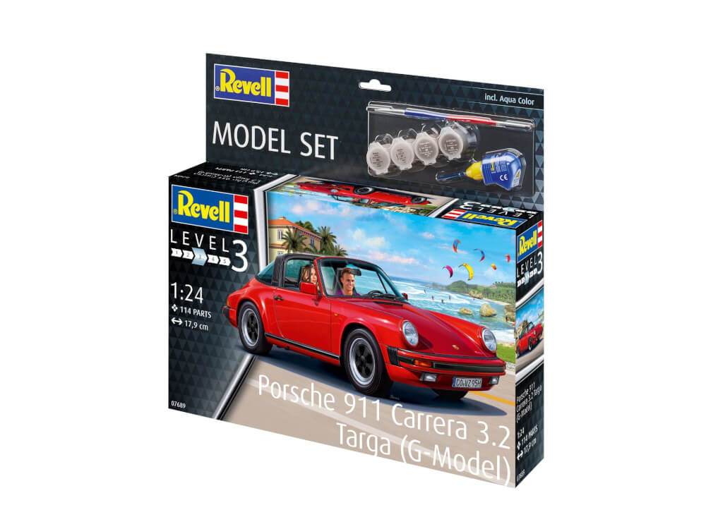Model Set Porsche 911 Carrera 3.2 Targa (G-Model), Revell Modellbausatz mit Basiszubehör