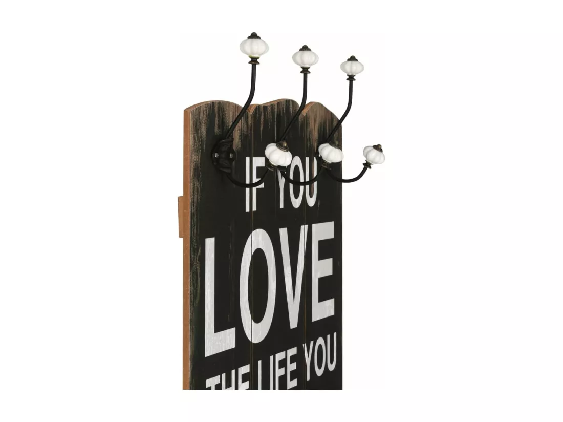 Porte-manteau mural avec 6 crochets 120 x 40 cm LOVE LIVE