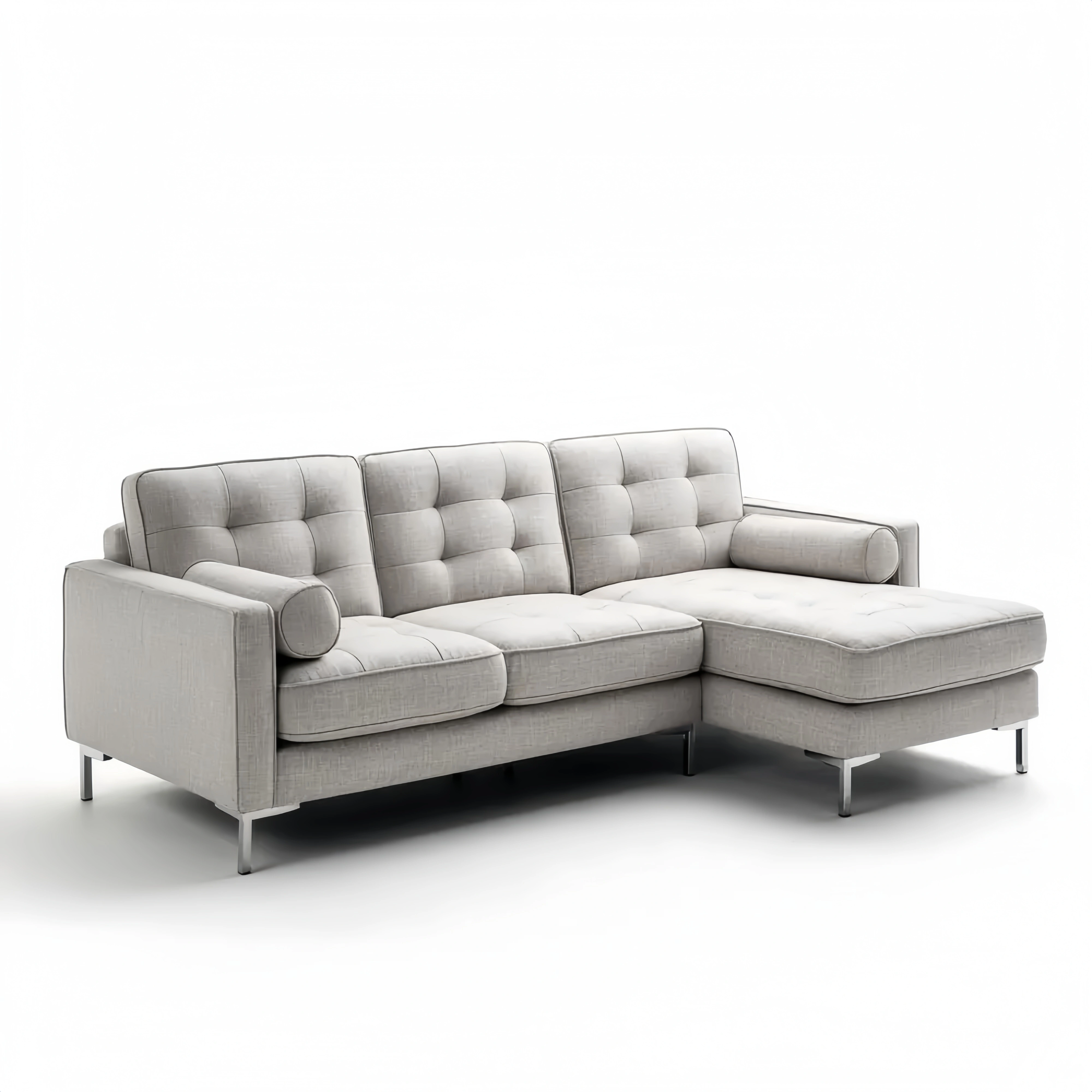 Ecksofa Stoffpolster 250x160x85 cm - Hellgrau - Modernes Design