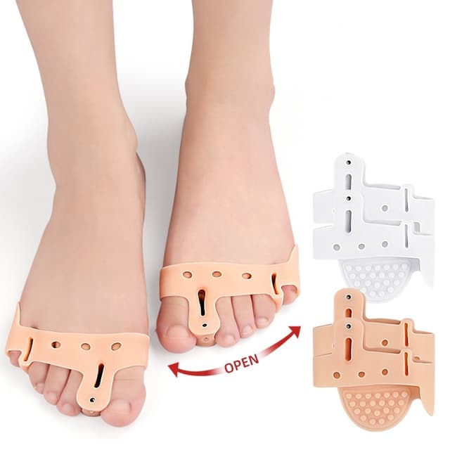 2 par tåseparator Hallux Valgus beskyttelse forfodspuder Beige