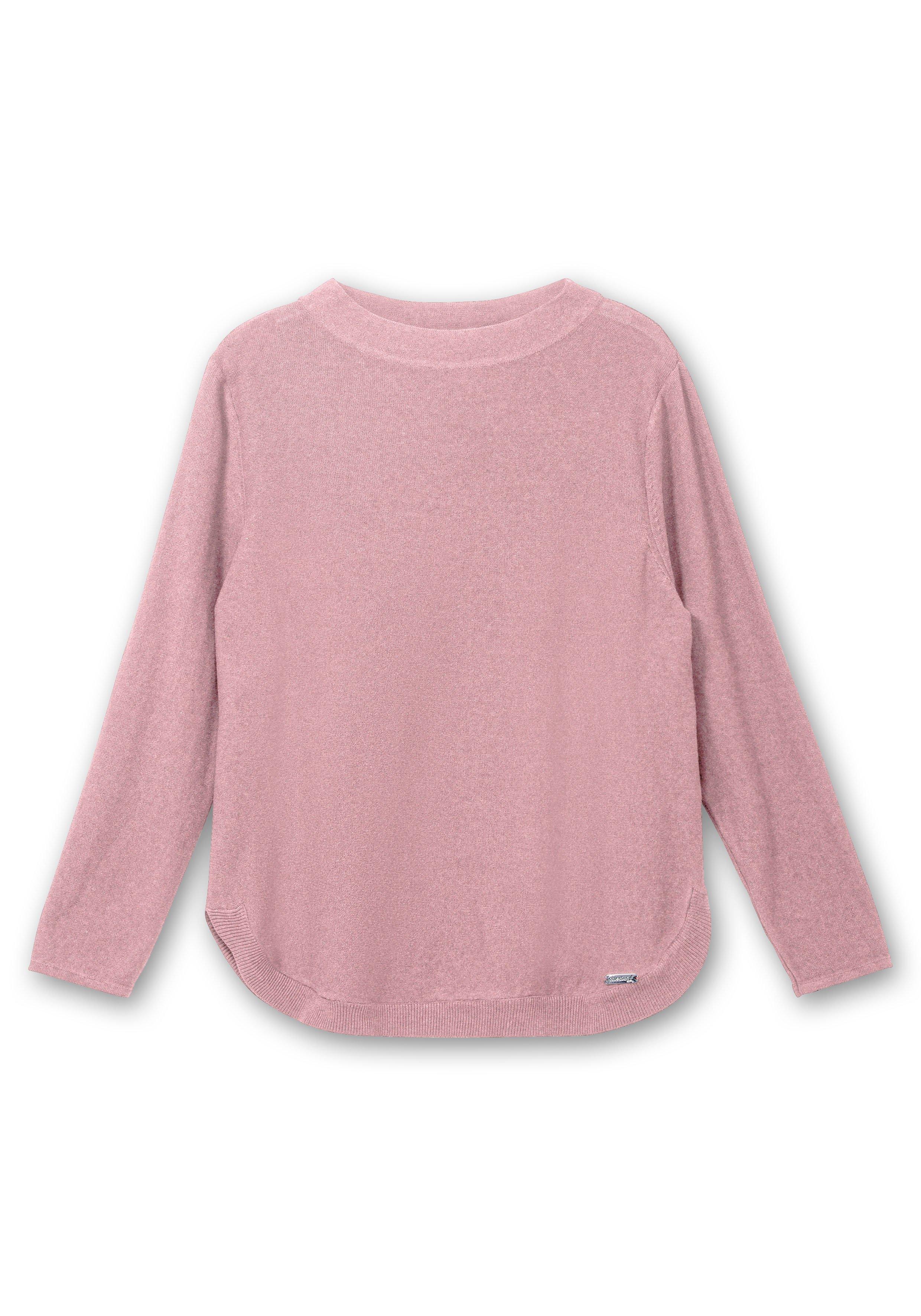 Pullover mit Stehkragen und gerundetem Saum
