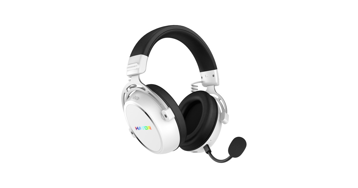 HatorHypergang 3 Wireless over-ear gaming headset  (Wit, RGB, 2.4GHz / Bluetooth / USB)