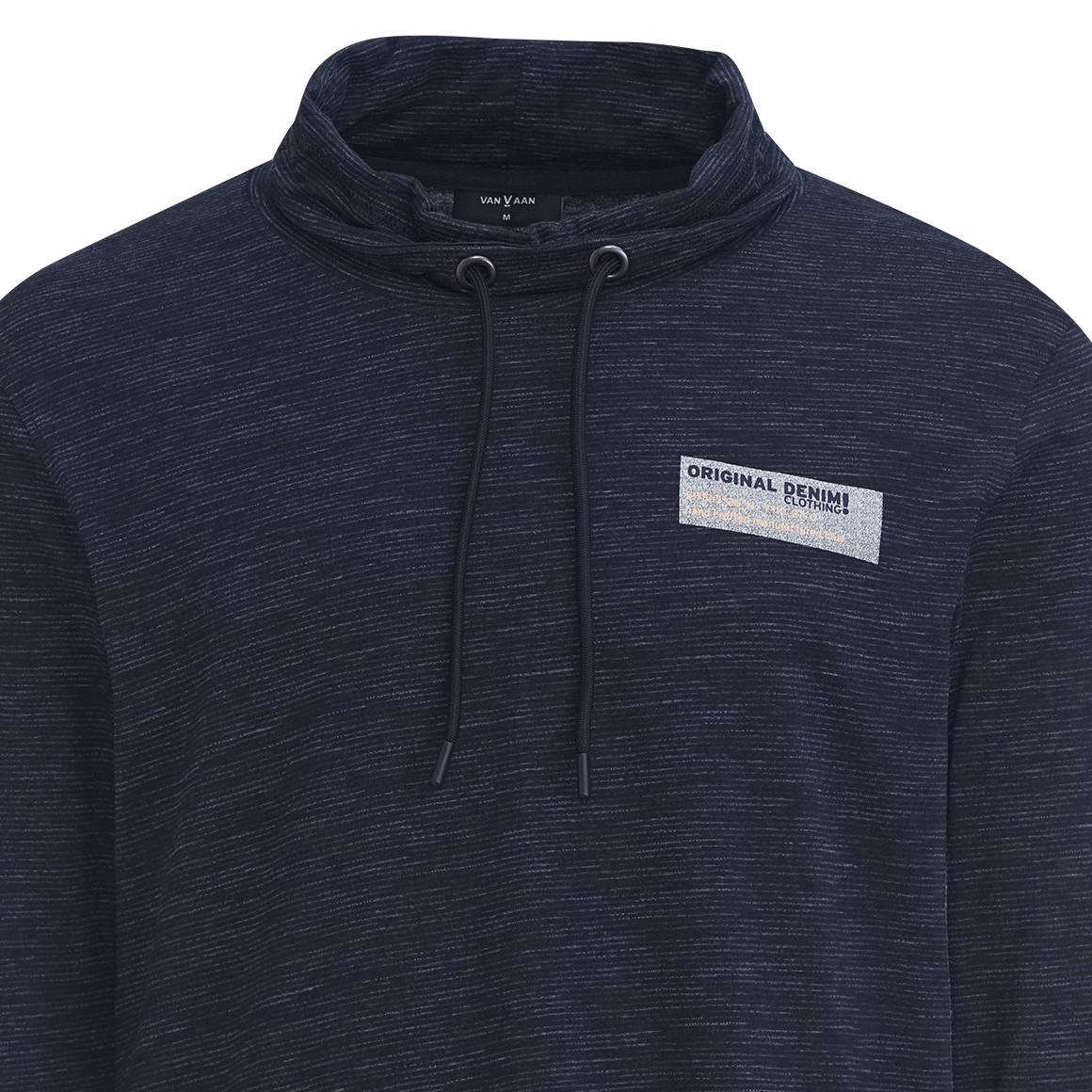 VanVaan Denim Herren Langarmshirt mit Schalkragen dunkelblau