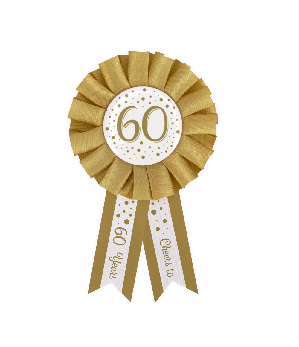 Rozet 60 Jaar Goud Wit 14cm