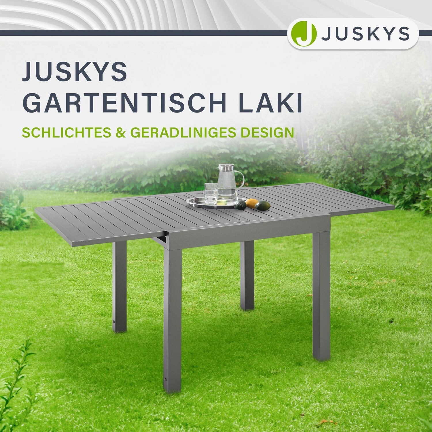 Juskys Gartentisch Laki 70x70 cm ausziehbar - Alu Esstisch - Balkonmöbel Gartenmöbel Anthrazit
