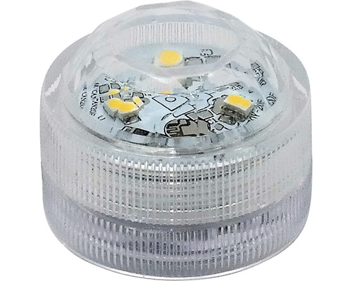 Set van 2 LED-theelichtjes, elk met 3 LED's, warm wit licht, inclusief batterij.