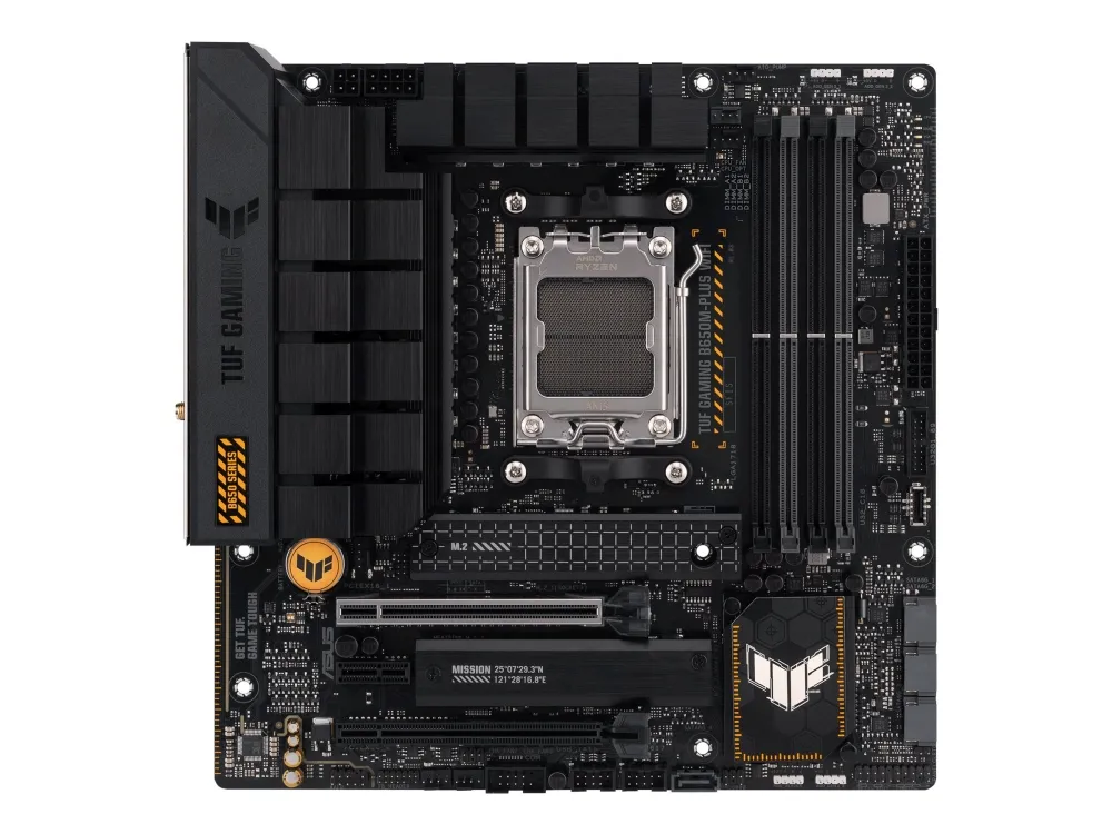 [OUTLET] - ASUS TUF Gaming B650M-Plus WIFI - Bundkort - micro ATX - Socket AM5 - AMD B650 Chipset - USB-C 3.2 Gen 2x2, USB 3.1 Gen 2, USB 3.2 Gen 2, USB-C 3.2 Gen 1 - 2.5 Gigabit LAN, Bluetooth - onboard grafik (CPU påkrævet) - HD Audio (8-kanaler)