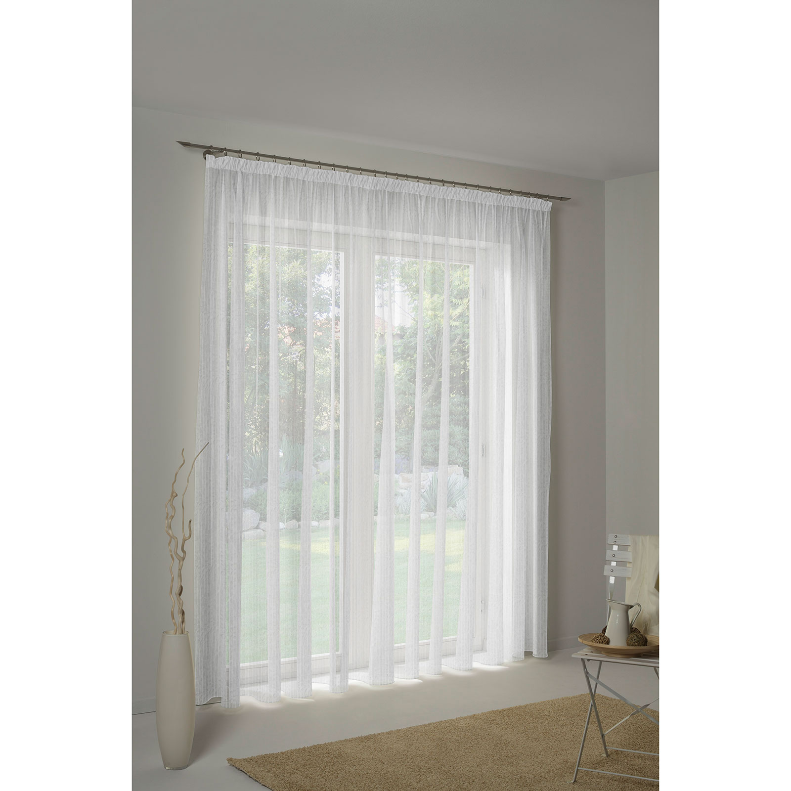 Vorhang - transparent-weiß - Chenille-Fäden - 300x225 cm