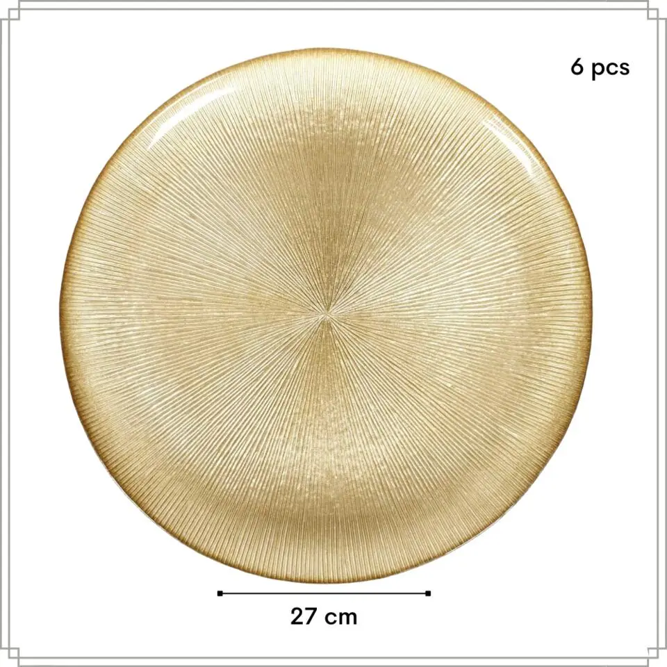 OTIX Dinerborden Bordenset 6 Persoons Goud Onderborden Kerst 27cm
