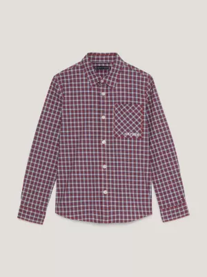 Camisa de modelagem regular com bolso e logo xadrez