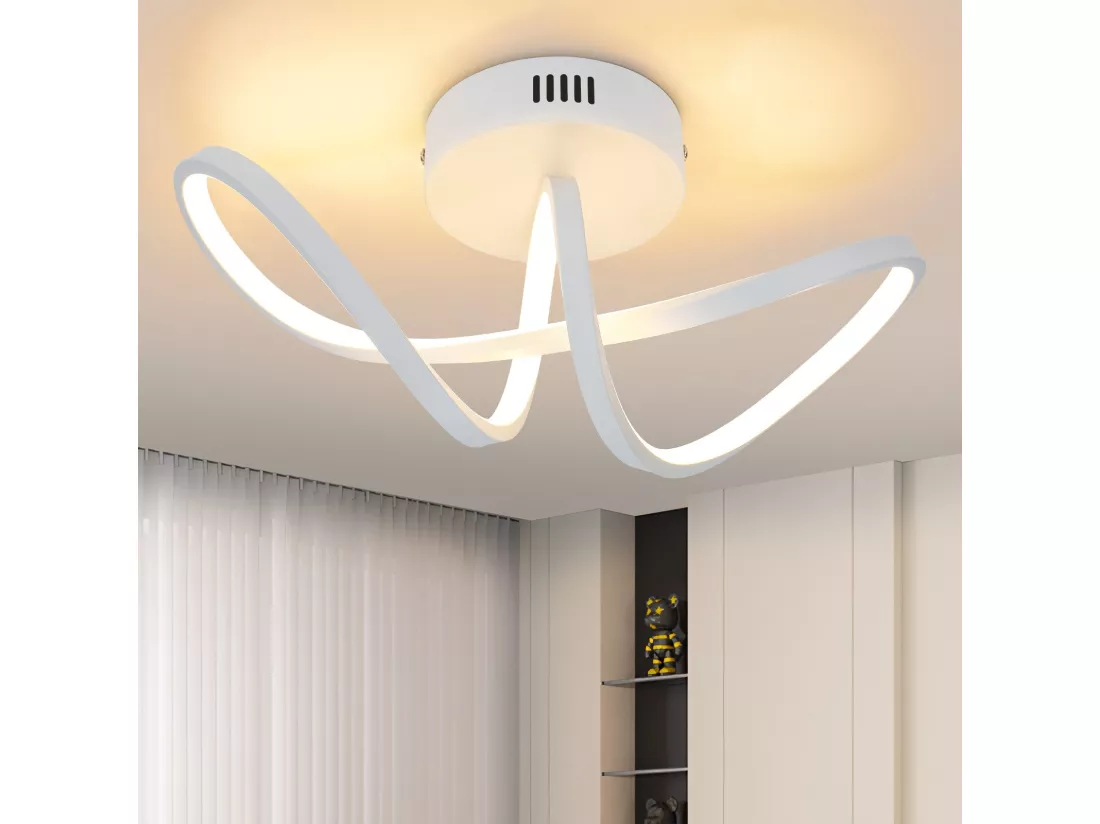 NETTLIFE Plafonnier LED salon moderne noir 12W intérieur 3000K LED