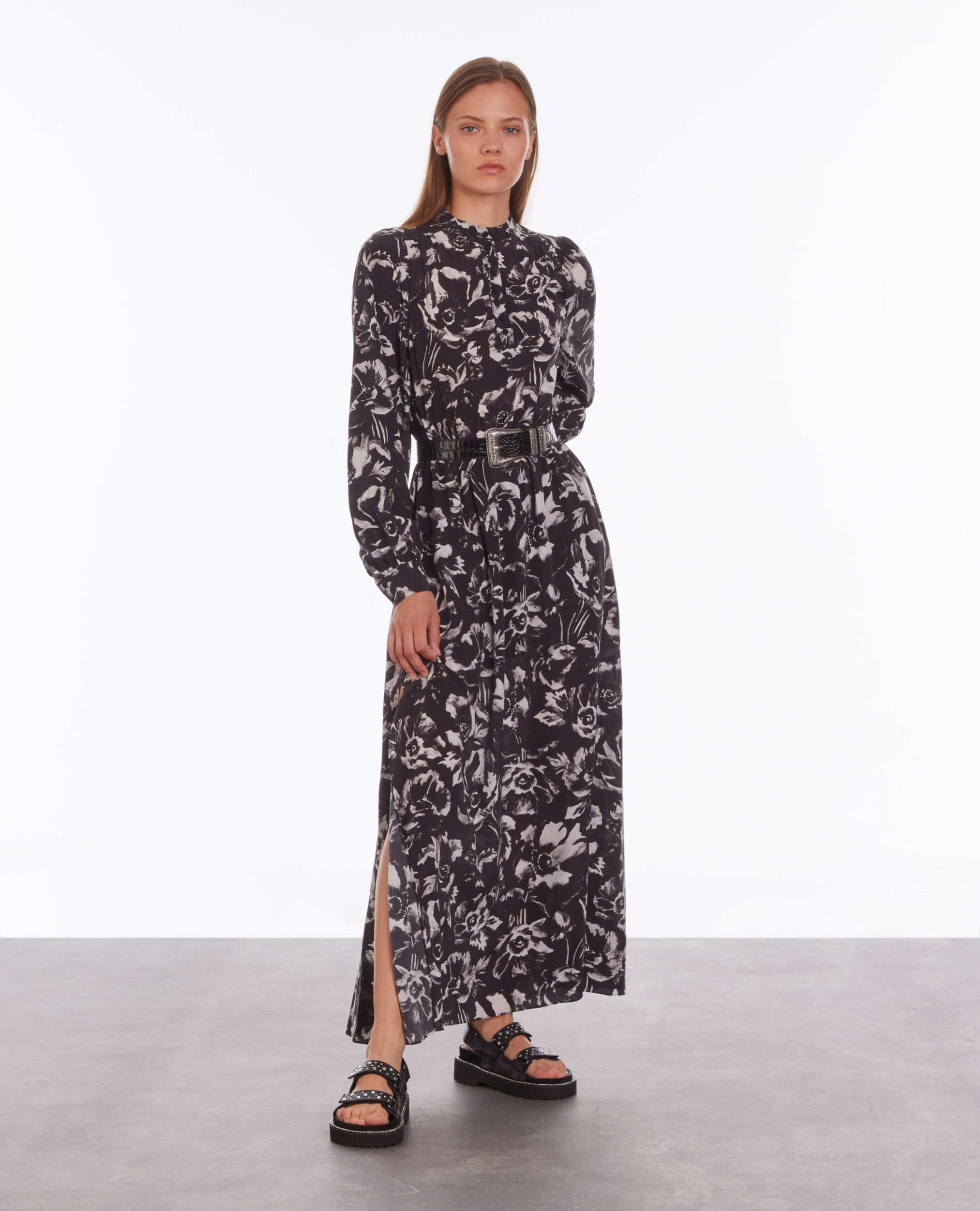 Ceinture en cuir noir effet crocodile avec boucle Western