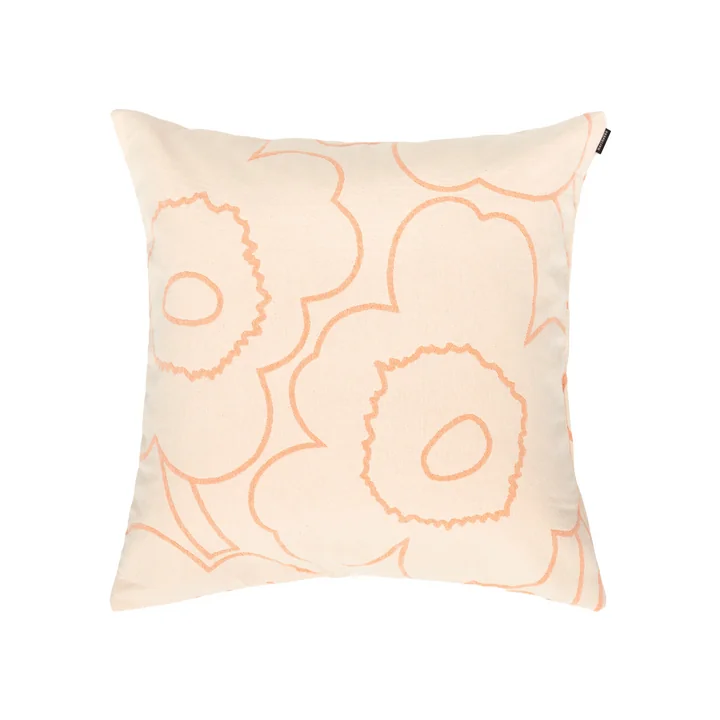 Marimekko - Piirto Unikko Kissenhülle, 60 x 60 cm, off-white / peach