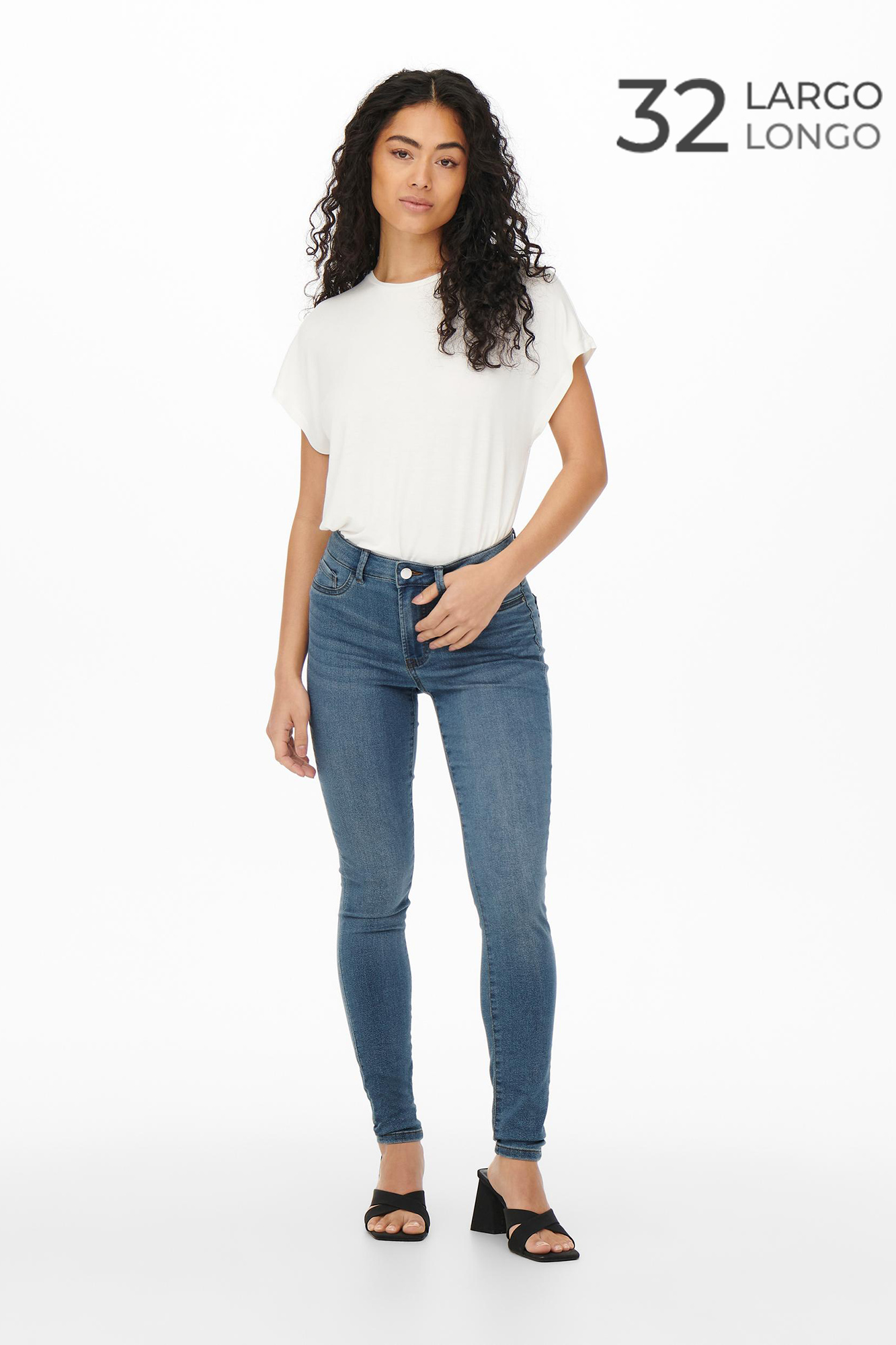 Calça jeans skinny de cintura alta