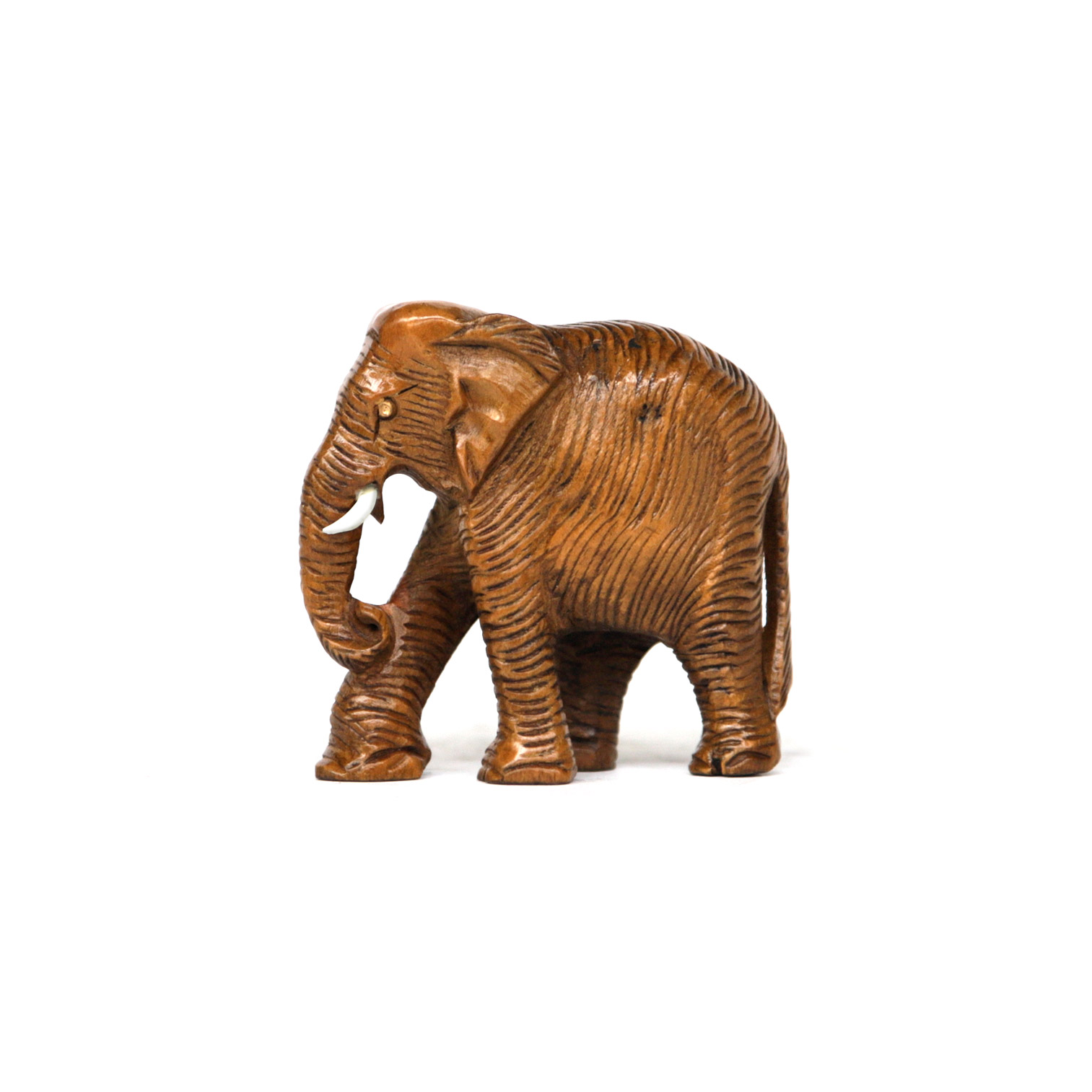 Elefant aus Holz, braun, H 7 cm, B 8 cm, T 3 cm von fischer's lagerhaus