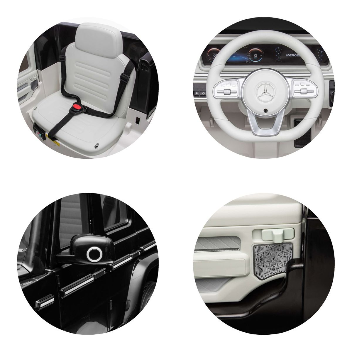 Chipolino Kinderelektroauto Mercedes SUV EQG, Gurt, Stoßdämpfer, Fernbedienung weiß