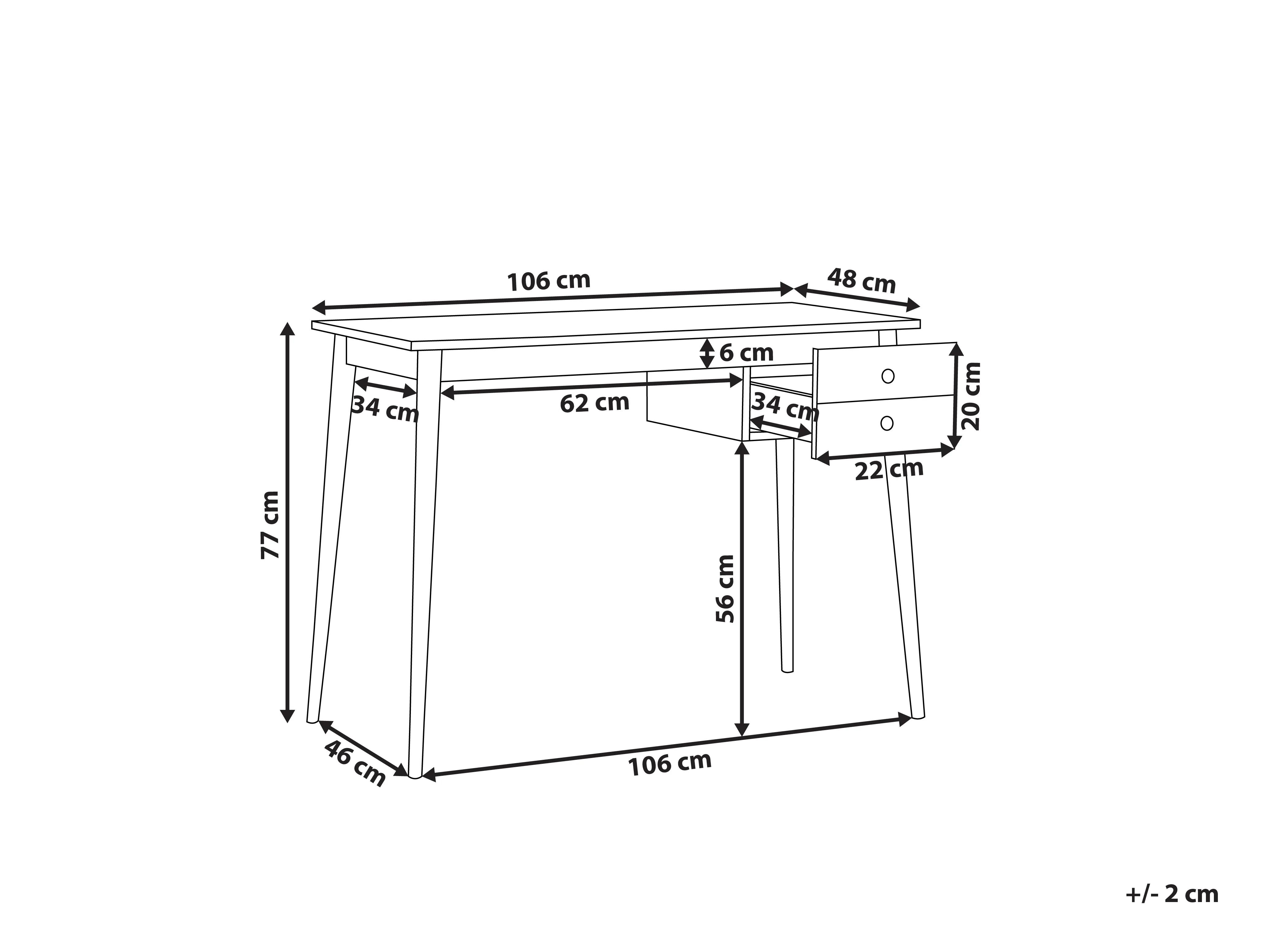 Bureau EBEME Zwart 106 cm 48 cm met opbergruimte