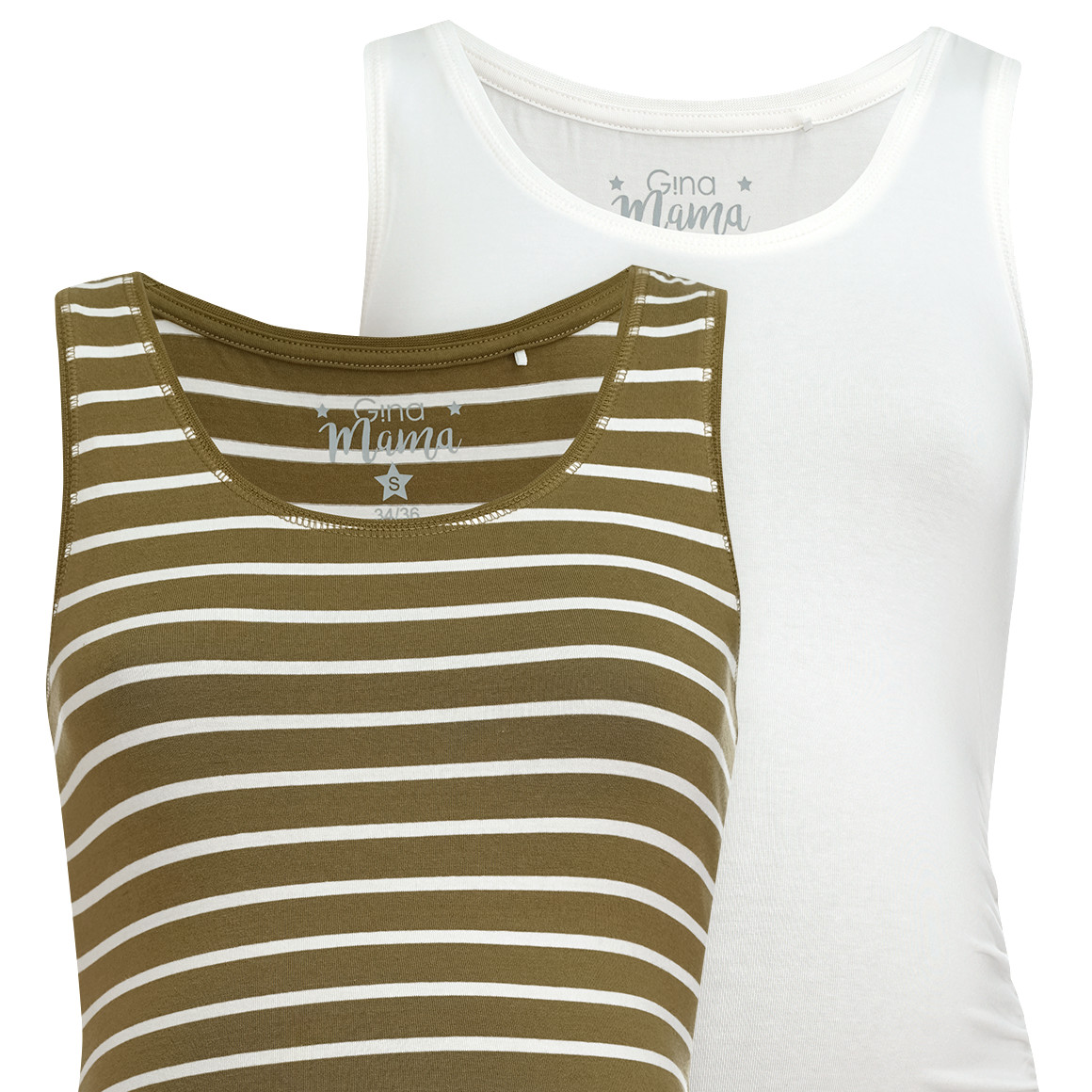 Gina Mama 2 Damen Umstands-Tops im Set oliv / weiss