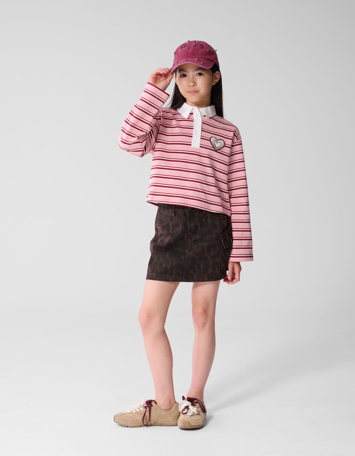 Twill Leopard Print Rok Bruin