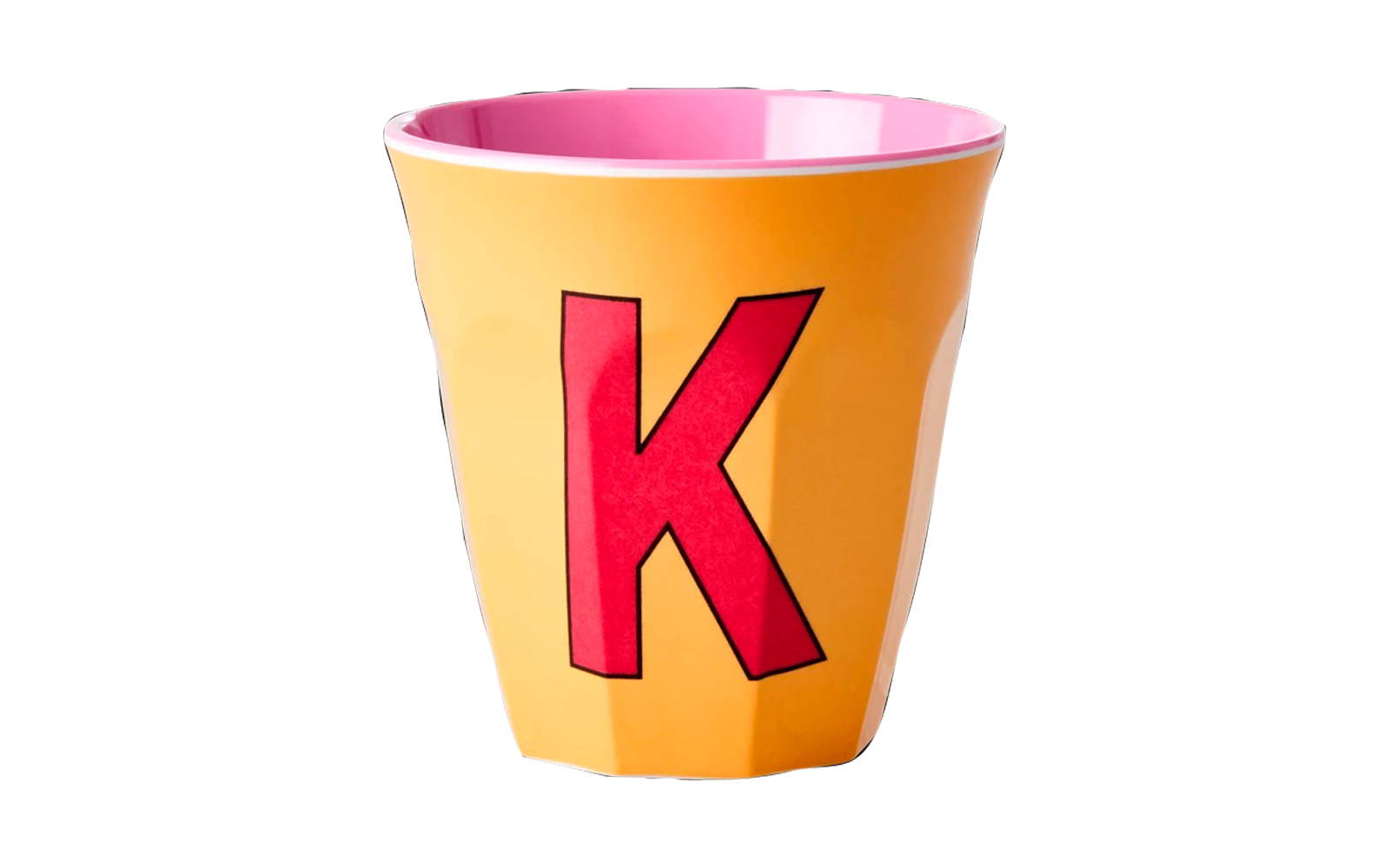 Rice Melamin Becher Medium 9 cm apricot mit Buchstaben E