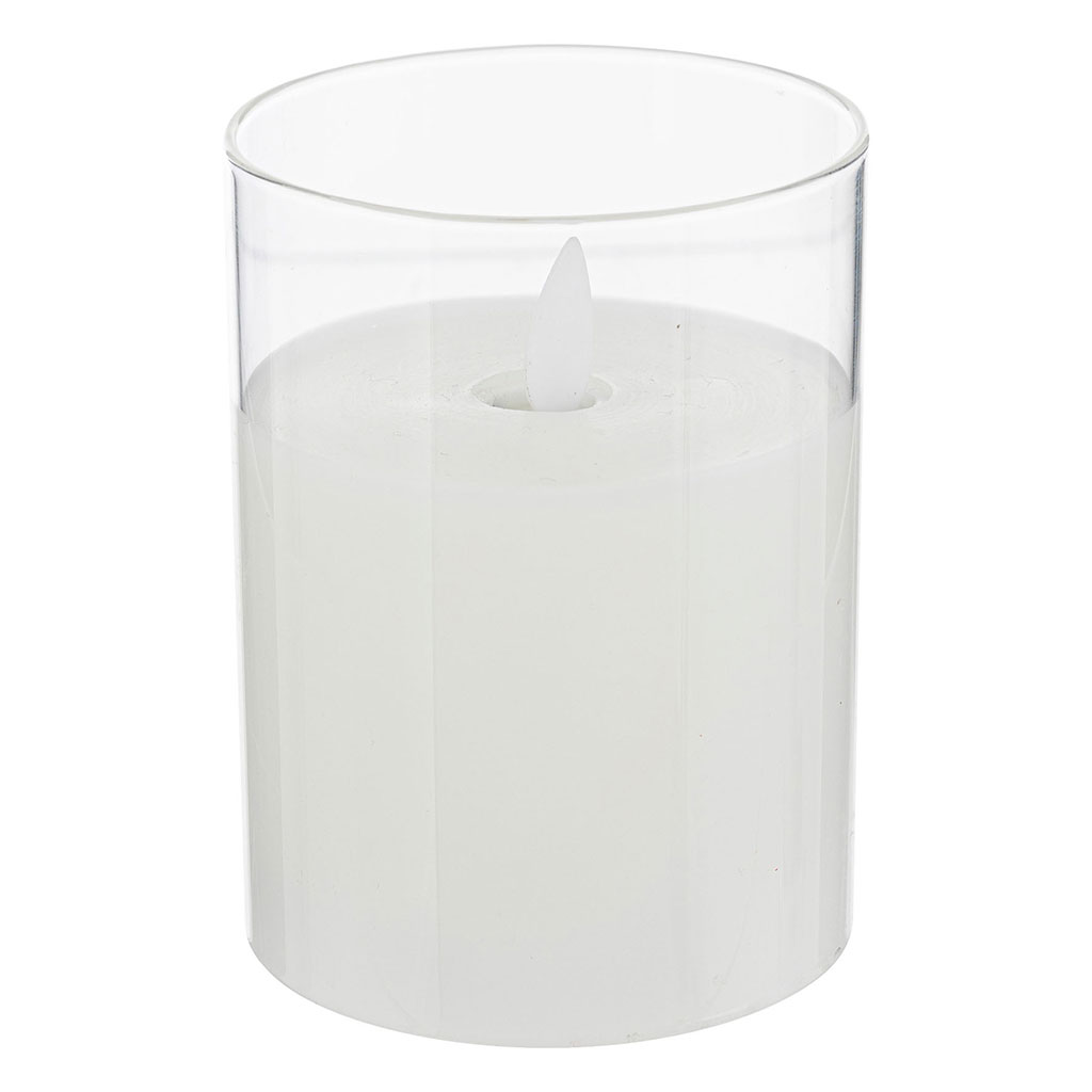 Bougie LED 3 mèches verre D 7.5x10cm