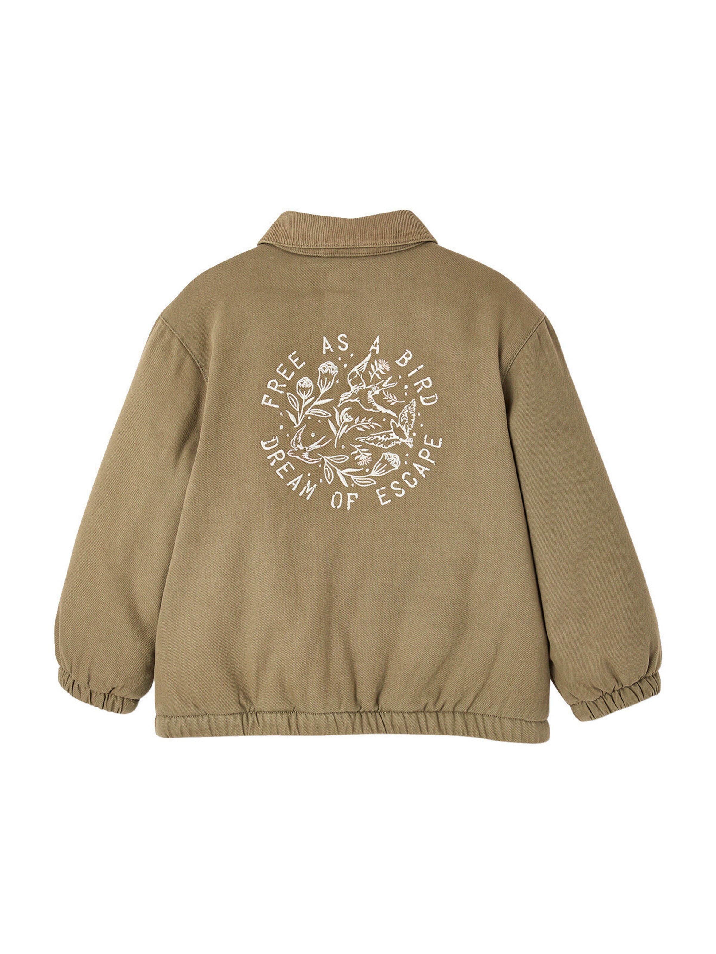 Vertbaudet Gesteppte Mädchen Jacke mit Stickerei hinten khaki
