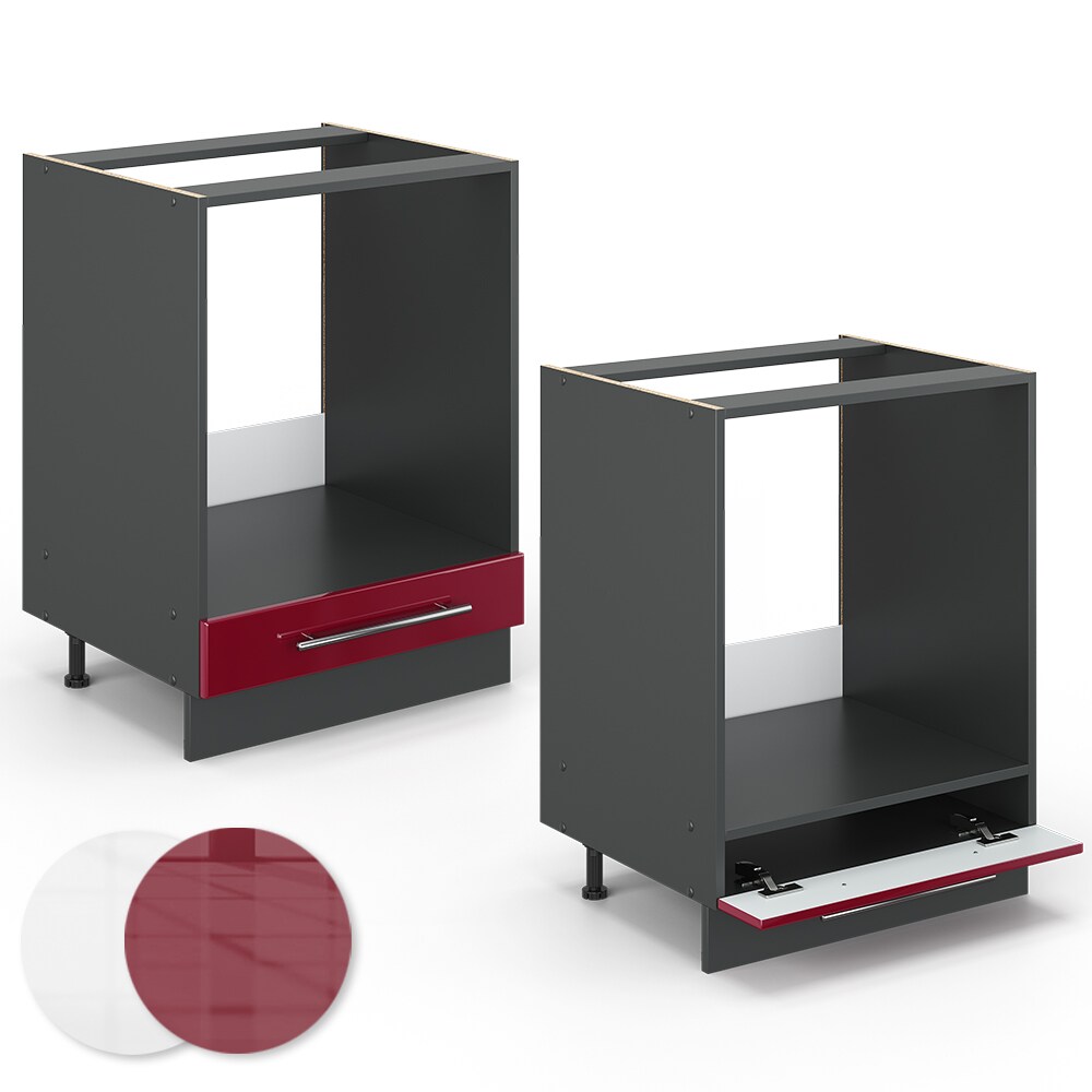 VICCO Herdumbauschrank 60 cm Bordeaux Hochglanz Küchenschrank Hängeschrank Küchenzeile Fame-Line
