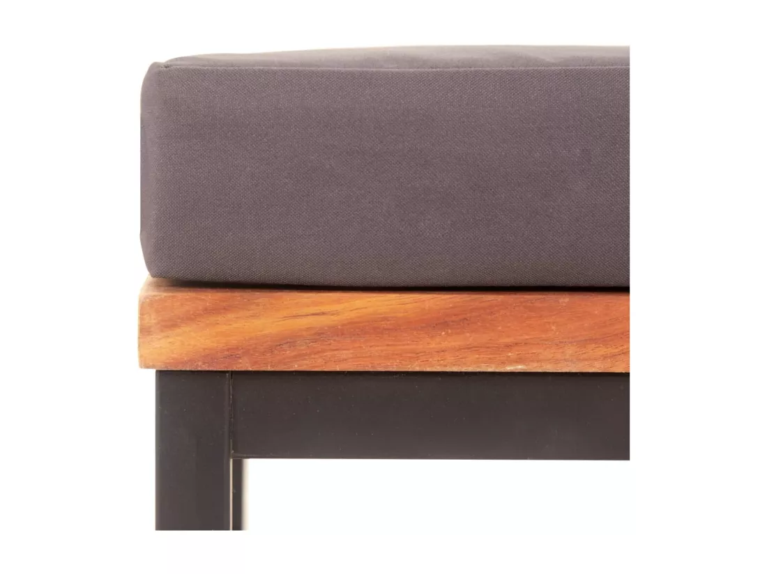 Repose-pied avec coussin 66x66x36 cm Bois d'acacia Gris foncé