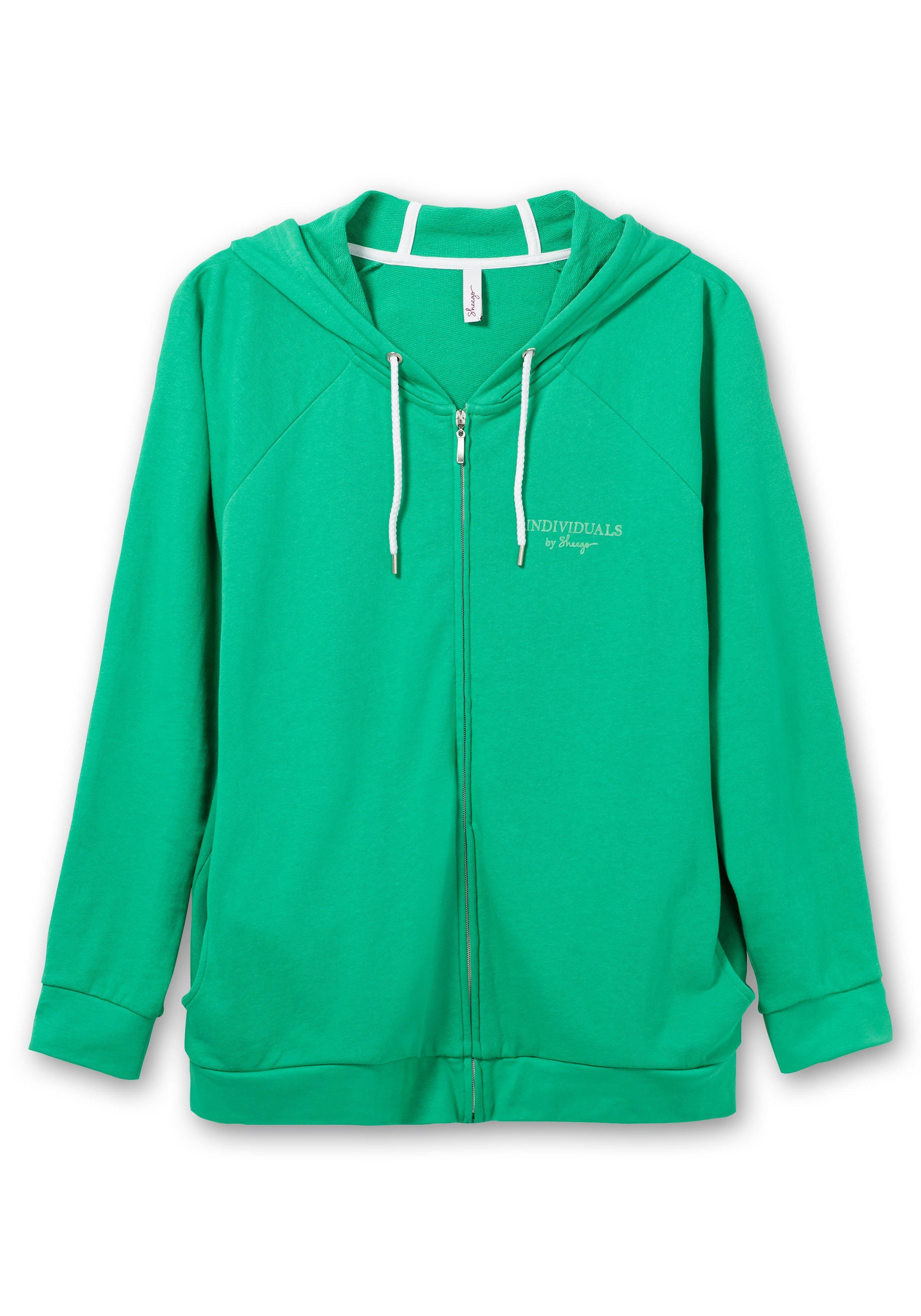 Sweatjacke mit Kapuze und kleinem Brust-Print