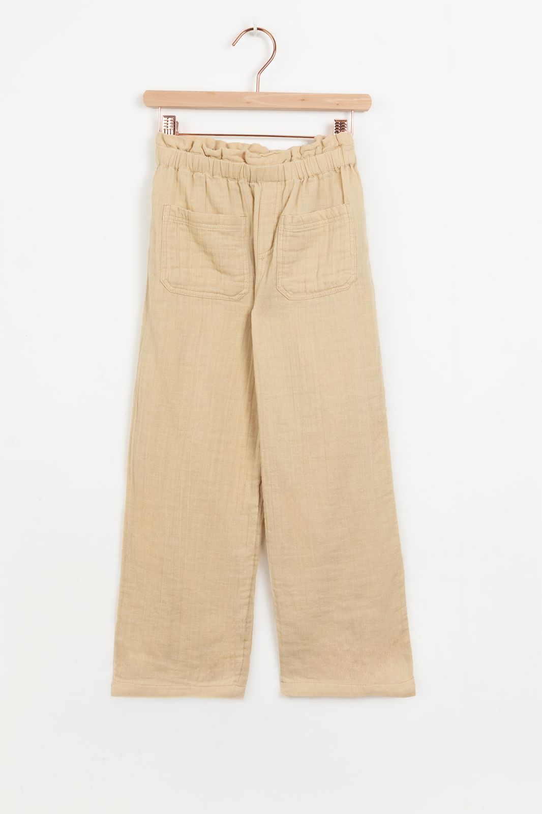 Beige wide leg mousseline broek