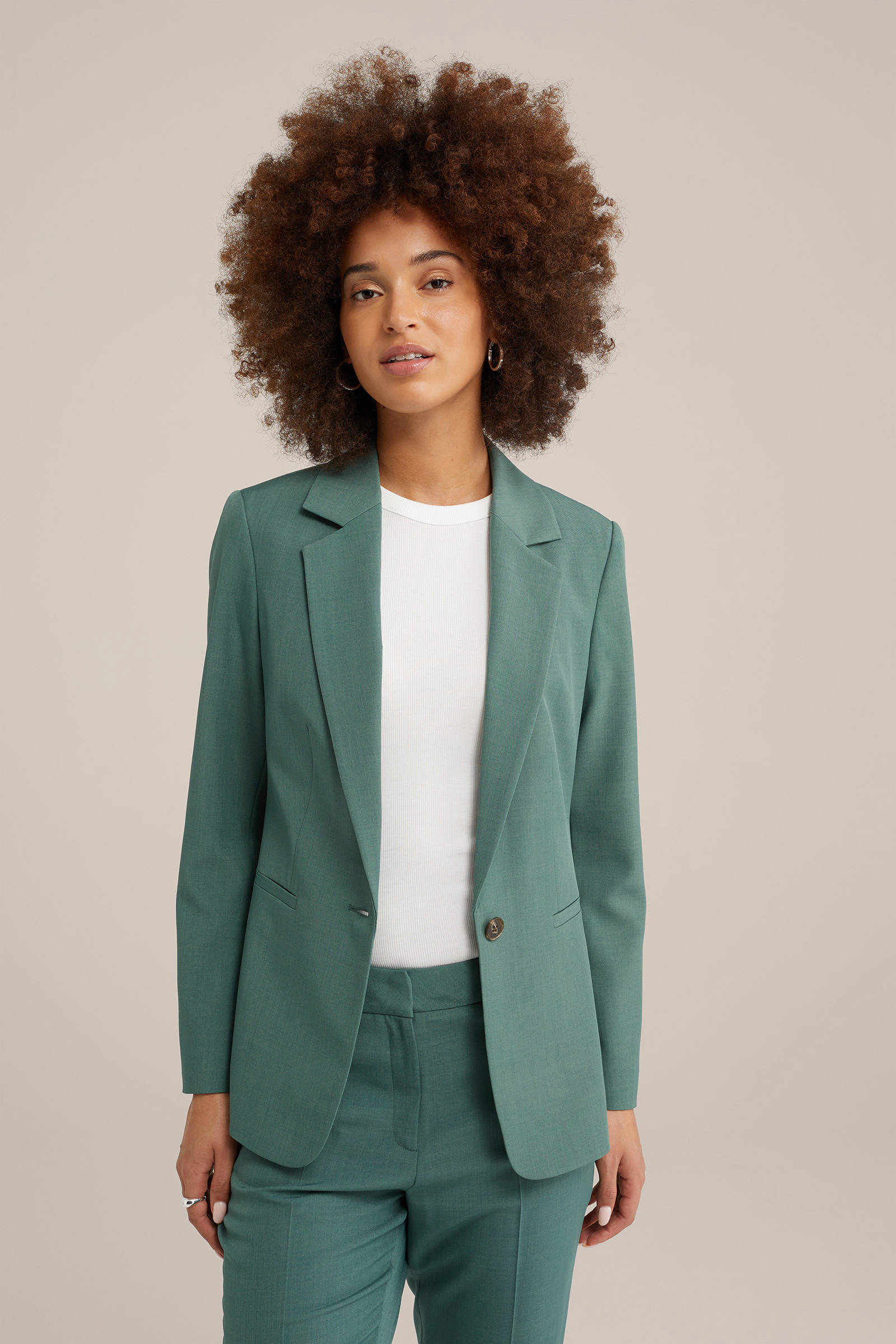 WE Fashion rechtvallende blazer green khaki