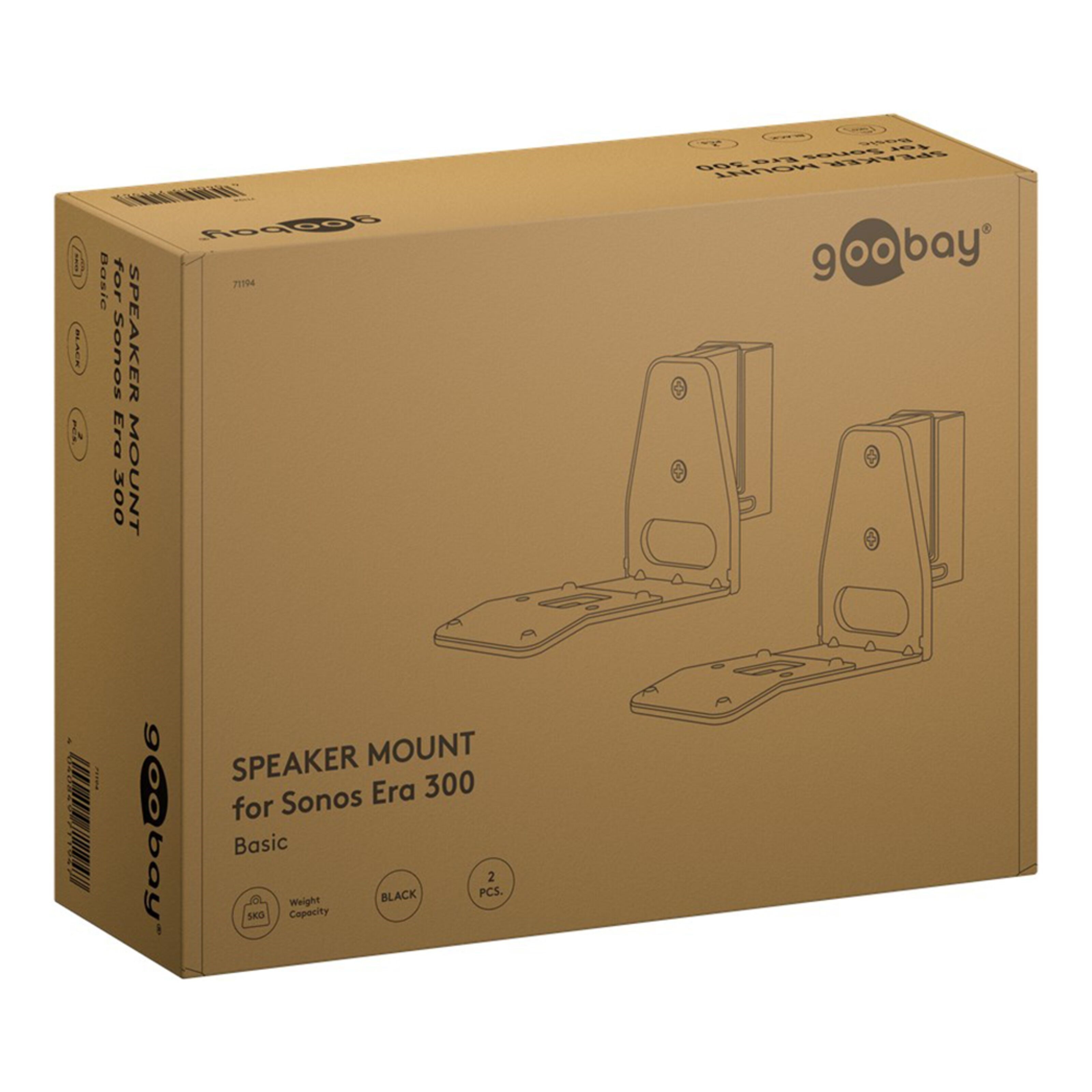2-pakke Høyttalerfeste for Sonos Era 300 Svart