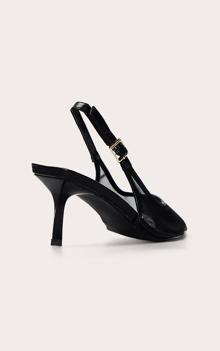 Noir Escarpin À Bout Pointu En Mesh Avec Bride Arrière