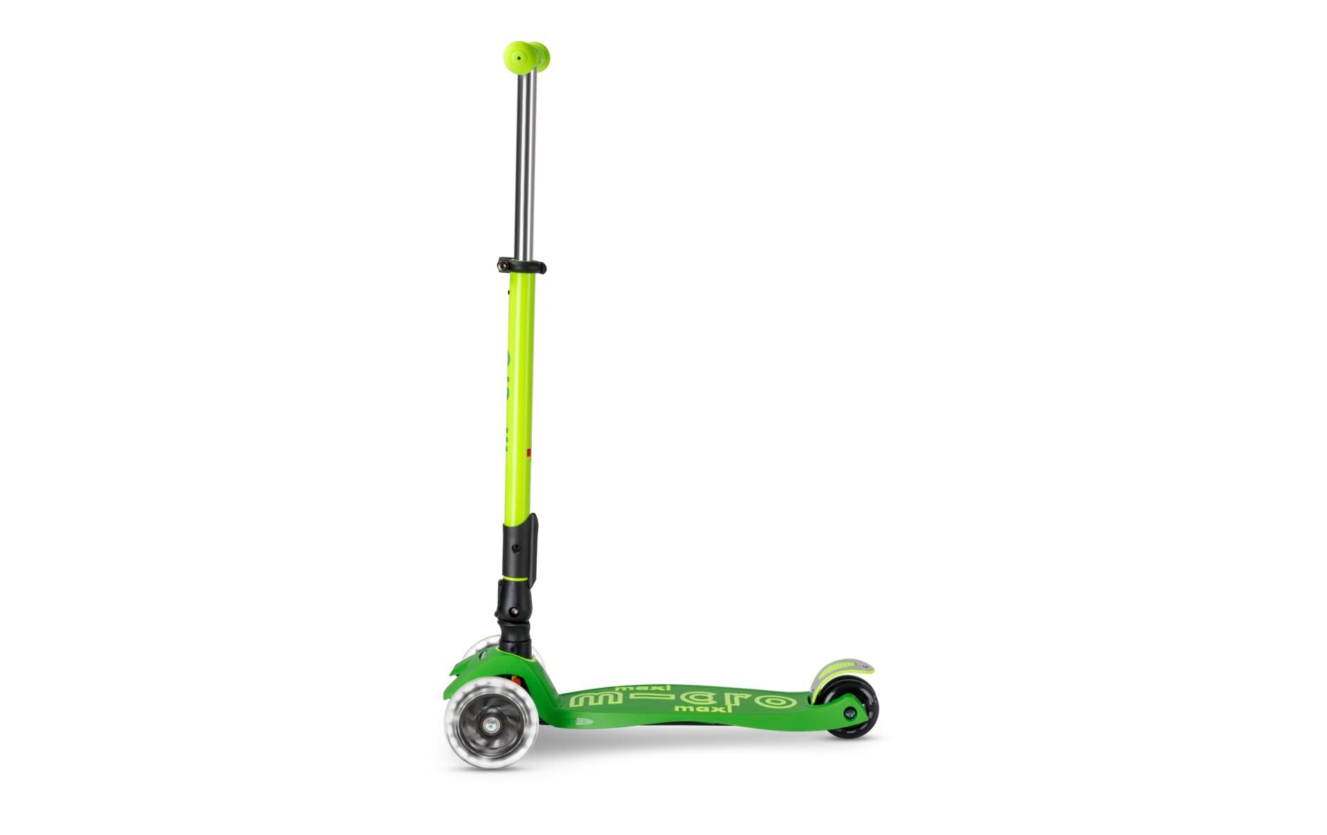 Scooter Maxi Micro Deluxe Foldable Neon LED Parrot Green<br>Klappbarer Scooter